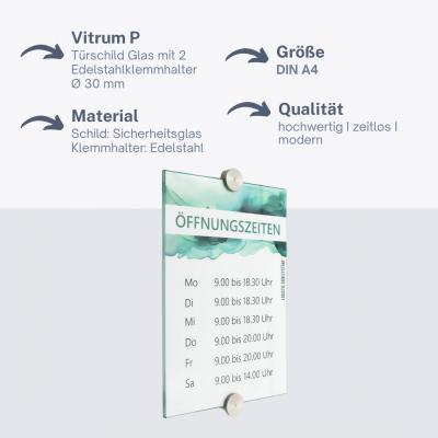 Tuerschild VITRUM P Glasschild fuer Buero DIN A4